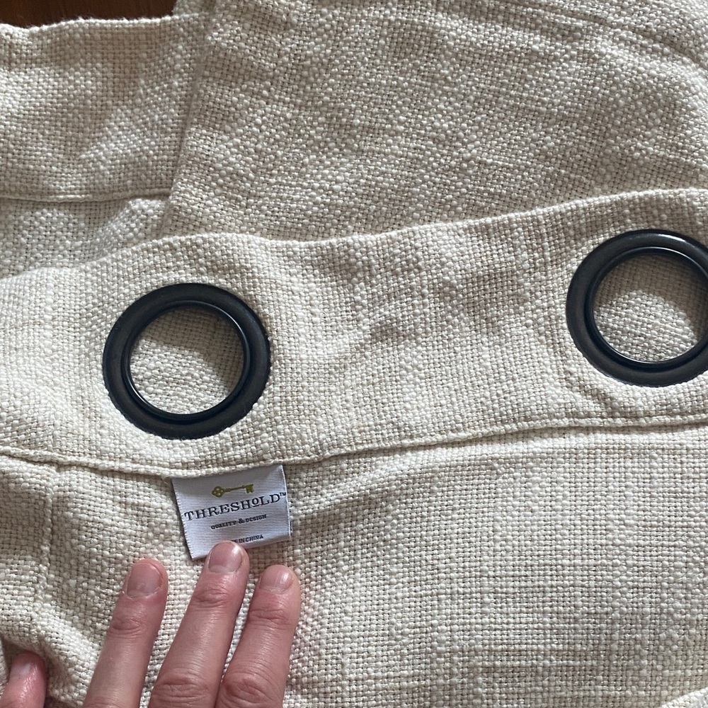 Threshold Textured Cream Curtains with Bronze Rings - 2 panels